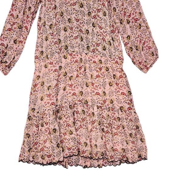 Velvet by Graham & Spencer Aubrey Printed Peasant Dress Pink Floral Print Medium - Picture 5 of 14